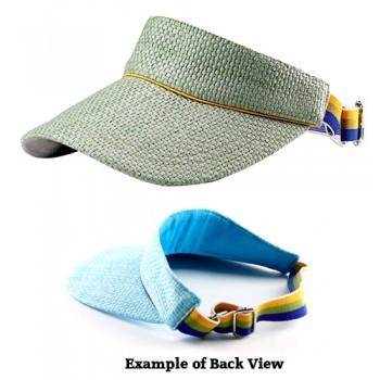 Straw Visor Hats - Straw w/ Cotton Lining And Elastic Band - HT-8405OLV